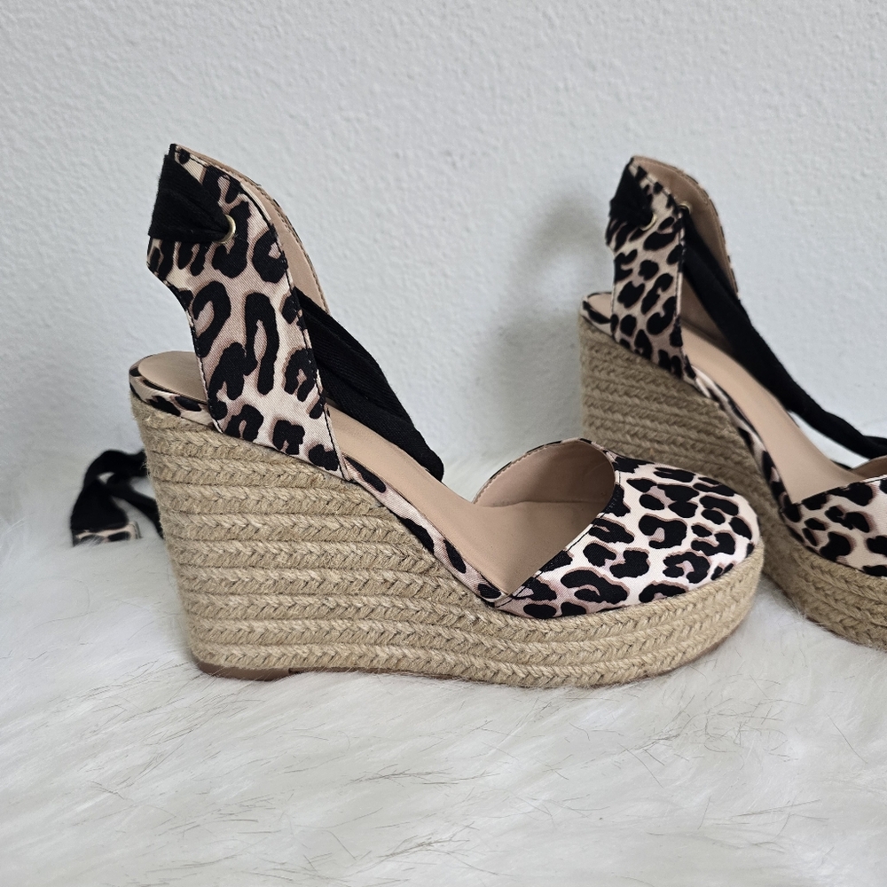 J Lo Jennifer Lopez Meenk Leopard Print Wedge Espadrille Wedge 7.5 - Picture 3 of 5